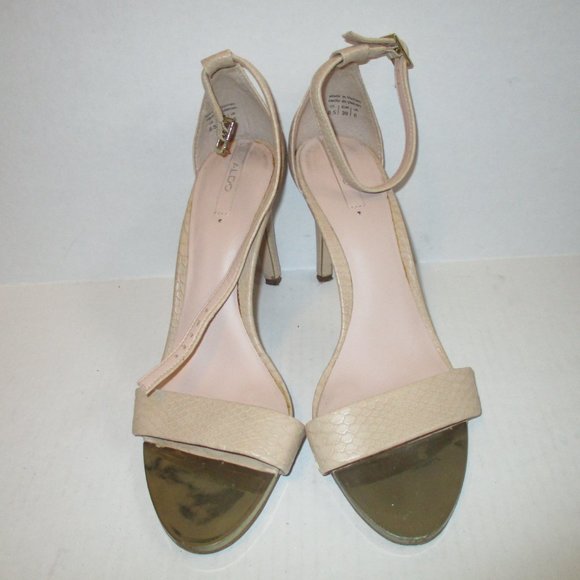 *ALDO Cream Ivory Ankle Strap Slingbacks Textured Open Toe - Picture 4 of 10